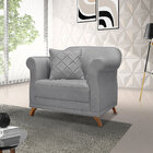 Kit 2 Poltronas Para Sala De Estar Vênus Linho Grafite Pés Ca