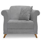 Kit 2 Poltronas Para Sala De Estar Vênus Linho Grafite Pés Ca