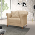 Kit 2 Poltronas Para Sala De Estar Vênus Linho Pés Castanho -