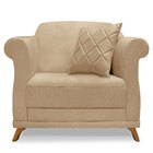 Kit 2 Poltronas Para Sala De Estar Vênus Linho Pés Castanho -