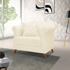 Kit 2 Poltronas Para Sala De Estar Vênus Linho Pés Castanho -