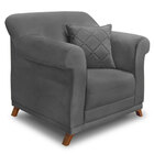 Kit 2 Poltronas Para Sala De Estar Vênus Suede Cinza Pés Cast