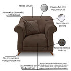 Kit 2 Poltronas Para Sala De Estar Vênus Veludo Marrom Pés Ca