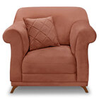 Kit 2 Poltronas Para Sala De Estar Vênus Veludo Pés Castanho