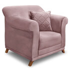 Kit 2 Poltronas Para Sala De Estar Vênus Veludo Pés Castanho