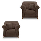 Kit 2 Poltronas Para Sala De Estar Vênus Veludo Pés Castanho