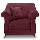 Kit 2 Poltronas Para Sala De Estar Vênus Veludo Vinho Pés Cas