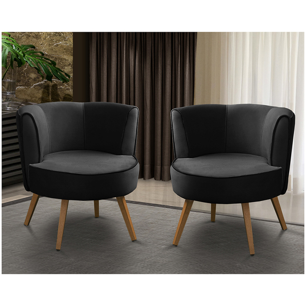 Kit 2 Poltronas Para Sala Decorativa Isa Suede Preto Adonai E