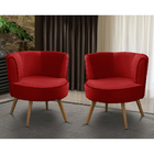 Kit 2 Poltronas Para Sala Decorativa Isa Suede Vermelho Adona