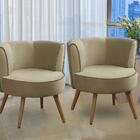 Kit 2 Poltronas Para Sala Decorativa Isadora Suede Bege  Made