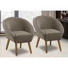 Kit 2 Poltronas Para Sala Decorativa Milena Veludo Cappuccino