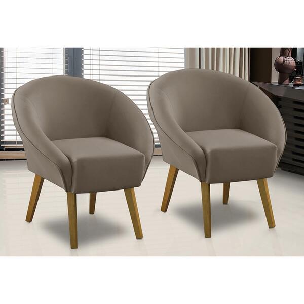 Kit 2 Poltronas Para Sala Decorativa Milena Veludo Cappuccino