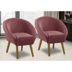 Kit 2 Poltronas Para Sala Decorativa Milena Veludo Rosê Adona