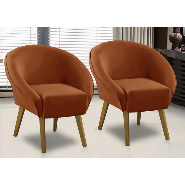 Kit 2 Poltronas Para Sala Decorativa Milena Veludo Terracota