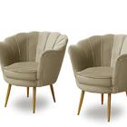 Kit 2 Poltronas Para Sala Decorativa Pétala Pés Ferro Dourado