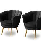 Kit 2 Poltronas Para Sala Decorativa Pétala Pés Ferro Dourado