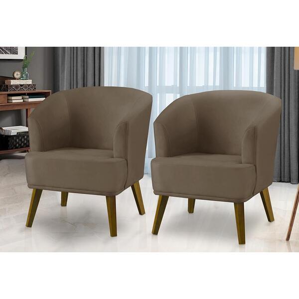 Kit 2 Poltronas Para Sala Decorativa Thais Suede Cappuccino A