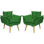 Kit 2 Poltronas Para Sala Decorativas Alice Suede Verde Pé Ca