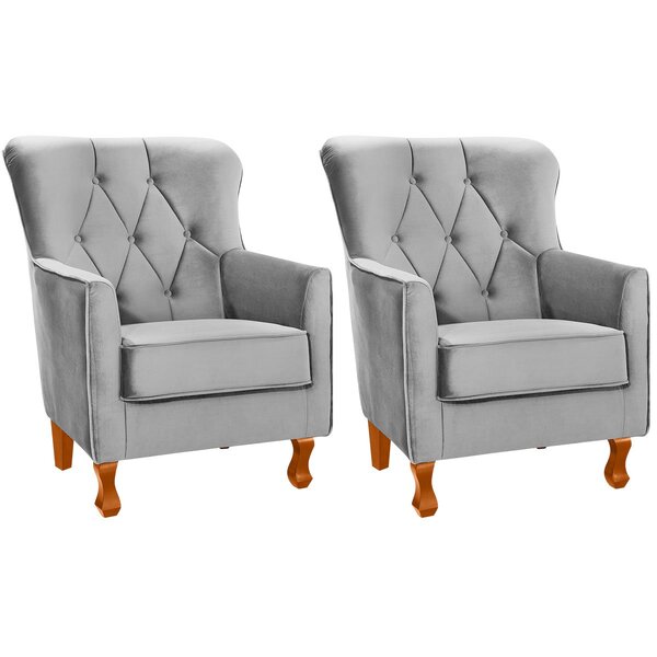 Kit 2 Poltronas Para Sala Decorativas C/ Capitonê Carrara Vel