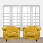 Kit 2 Poltronas Parreira Suede Amarelo Pés Palito Tana Decor