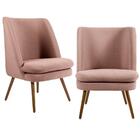 Kit 2 Poltronas Pérsia Pés Palito Madeira Algodão Rose