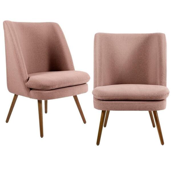 Kit 2 Poltronas Pérsia Pés Palito Madeira Algodão Rose