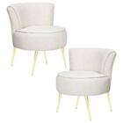 Kit 2 Poltronas Pés Palito Alumínio Gold Linho Bege