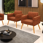 Kit 2 Poltronas Pés Palito Castanho Marisa Corano - Nozes