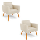 Kit 2 Poltronas Pés Palito Castanho Marisa Corino Bege