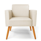 Kit 2 Poltronas Pés Palito Castanho Marisa Corino Bege