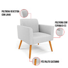 Kit 2 Poltronas Pés Palito Castanho Marisa Linho - A05 Cinza