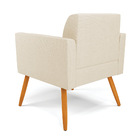 Kit 2 Poltronas Pés Palito Castanho Marisa Linho - A19 Bege