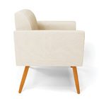 Kit 2 Poltronas Pés Palito Castanho Marisa Linho - A19 Bege