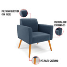 Kit 2 Poltronas Pés Palito Castanho Marisa Suede - Azul Marin