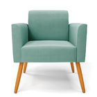 Kit 2 Poltronas Pés Palito Castanho Marisa Suede Azul Turques