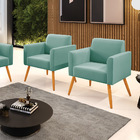 Kit 2 Poltronas Pés Palito Castanho Marisa Suede D03 - D'ross