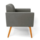 Kit 2 Poltronas Pés Palito Castanho Marisa Suede Grafite