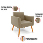 Kit 2 Poltronas Pés Palito Castanho Marisa Suede - Marrom Rato