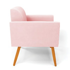 Kit 2 Poltronas Pés Palito Castanho Marisa Suede - Rosa Bebê