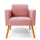Kit 2 Poltronas Pés Palito Castanho Marisa Suede - Rose