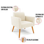 Kit 2 Poltronas Pés Palito Castanho Marisa Veludo Bege
