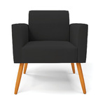 Kit 2 Poltronas Pés Palito Castanho Marisa Veludo - Preto