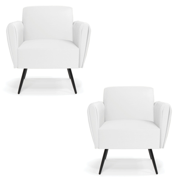 Kit 2 Poltronas Pés Palito De Ferro Bruna Corino D01 - D'ross