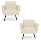 Kit 2 Poltronas Pés Palito De Ferro Bruna Linho D01 - D'rossi