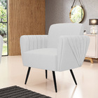 Kit 2 Poltronas Pés Palito De Ferro Bruna Linho D01 - D'rossi