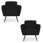 Kit 2 Poltronas Pés Palito De Ferro Bruna Linho D01 - D'rossi