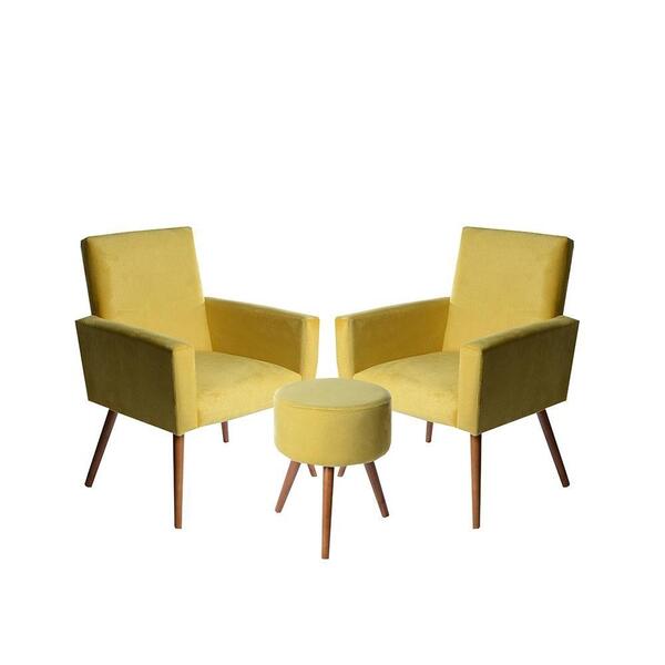 Kit 2 Poltronas Pés Palito Estampa E puff Rótulos Maragogibe