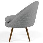 Kit 2 Poltronas Pés Palito Linho Cinza Escuro Domi