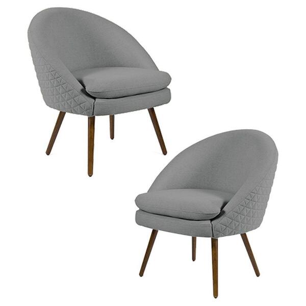 Kit 2 Poltronas Pés Palito Linho Cinza Escuro Domi