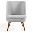 Kit 2 Poltronas Pés Palito Madeira Linho Cinza Claro